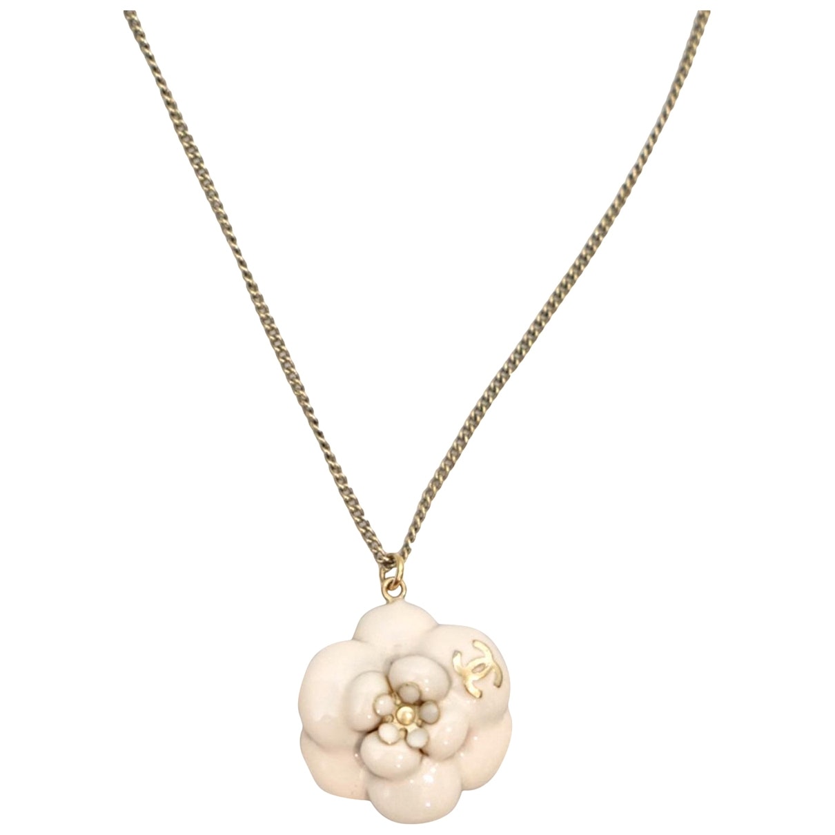 Chanel Camélia Beige Metal Necklaces