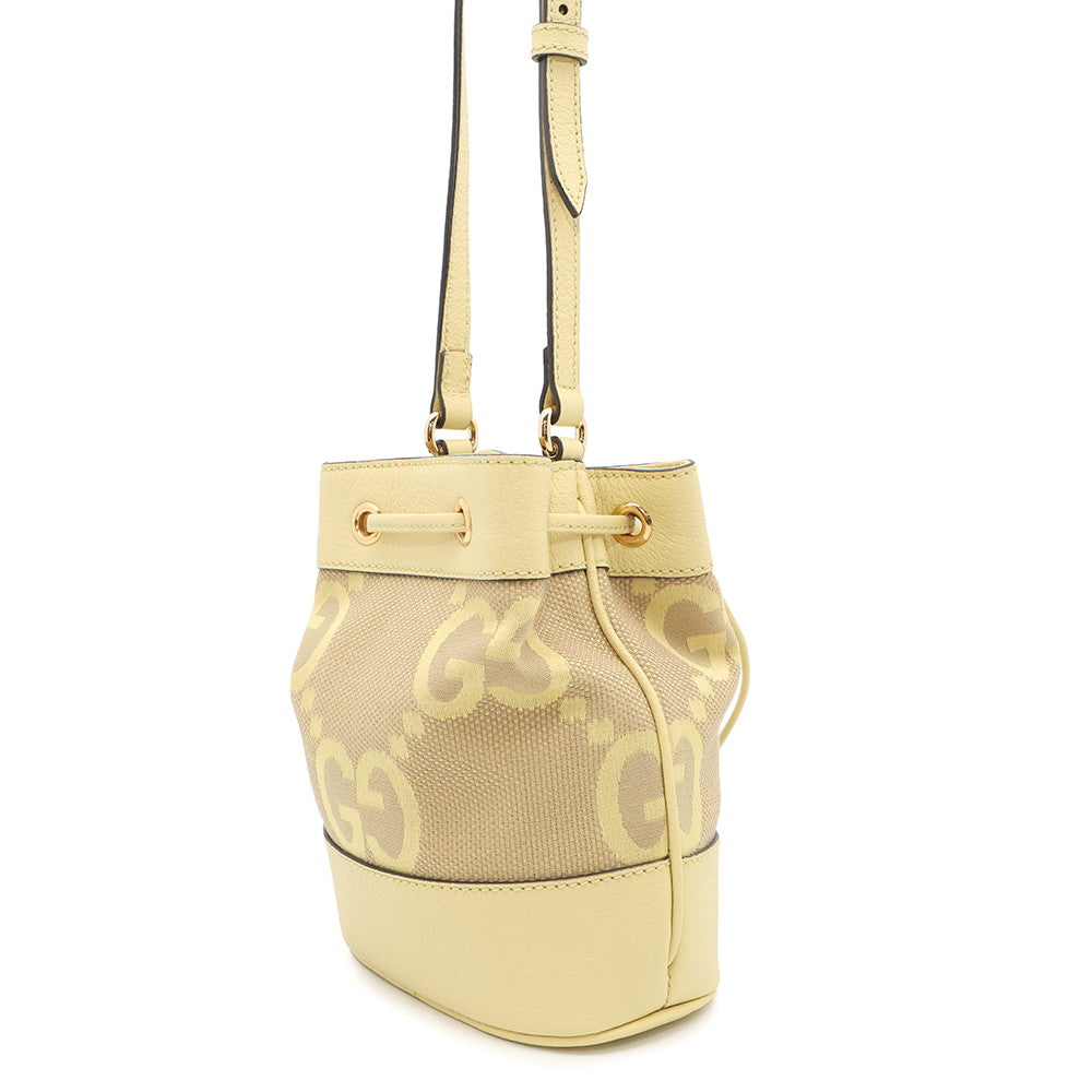 Gucci Yellow550620 GG Size Leather Canvas Mini Bucket Shoulder Bag