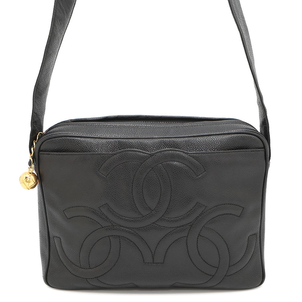 Chanel Triple Coco One Belt Caviar Black Leather