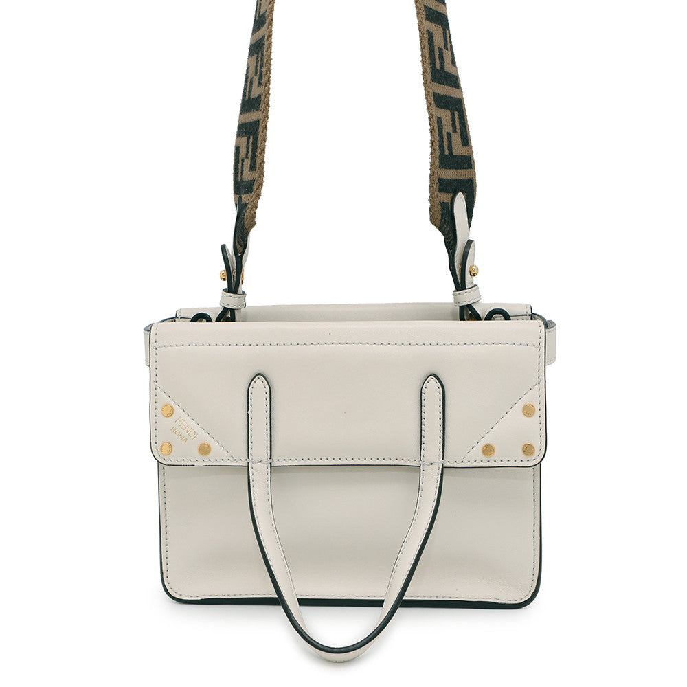 Fendi Flip White8Bt306 Leather Small Travel Bag