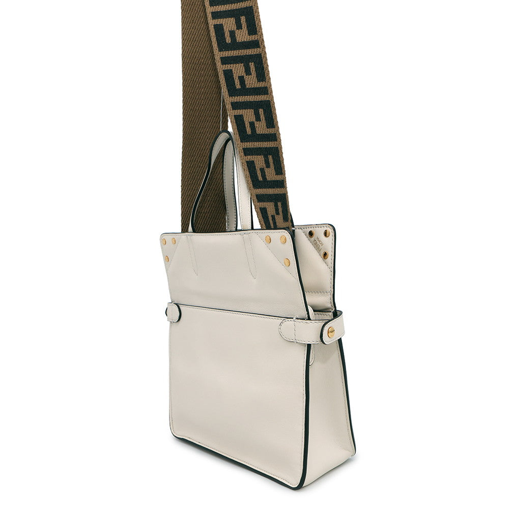 Fendi Flip White8Bt306 Leather Small Travel Bag