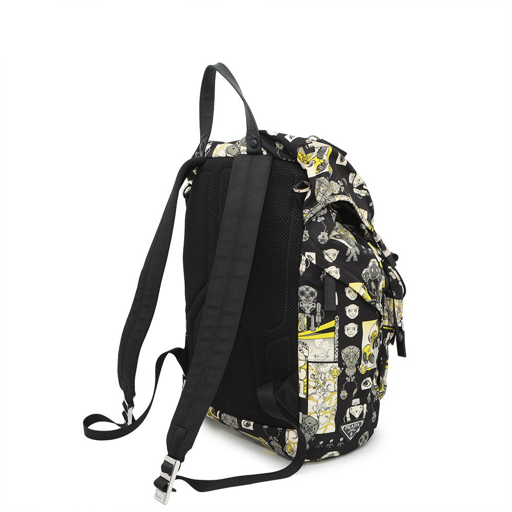 Comic Backpack Handbag Nylon Black