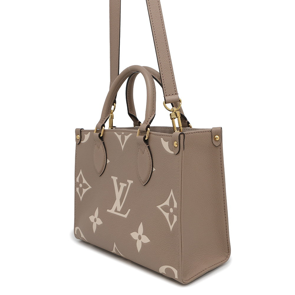 Louis Vuitton Onthego Tourterelle claimM45779 Bicolor Giant Monogram Empreinte Leather Handbag 2
