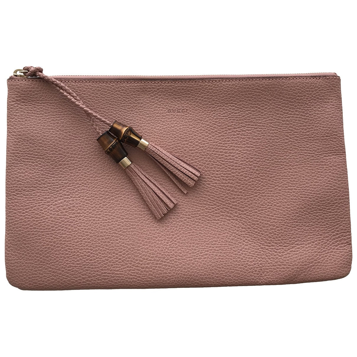 Gucci pink leather clutch bag