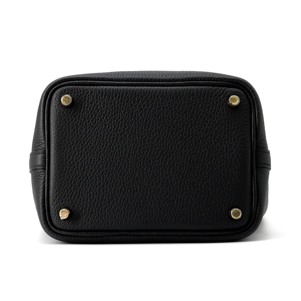Picotin Lock Taurillon Clemence Size Pm Handbag Black Travel Bag
