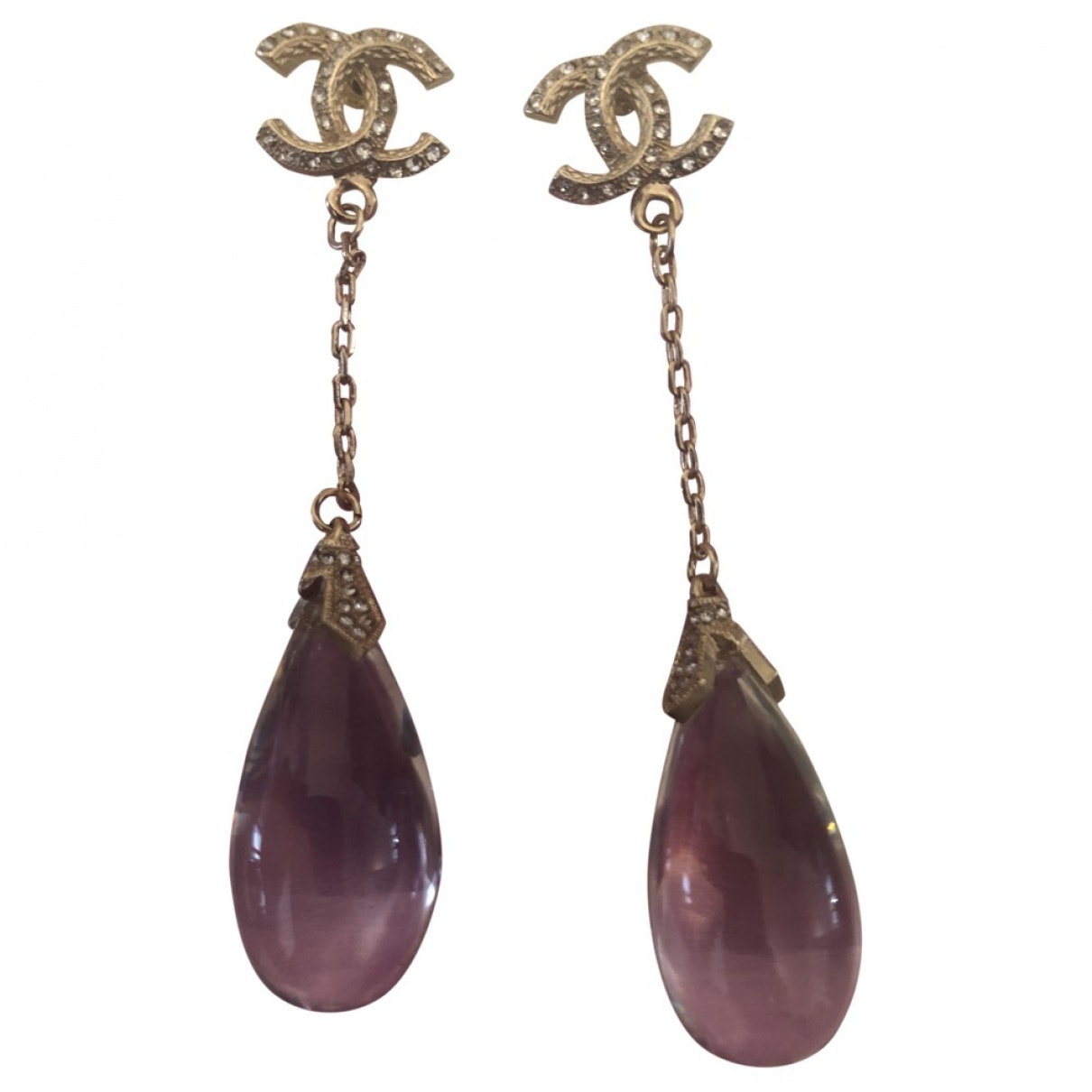 Chanel cc silver metal earrings
