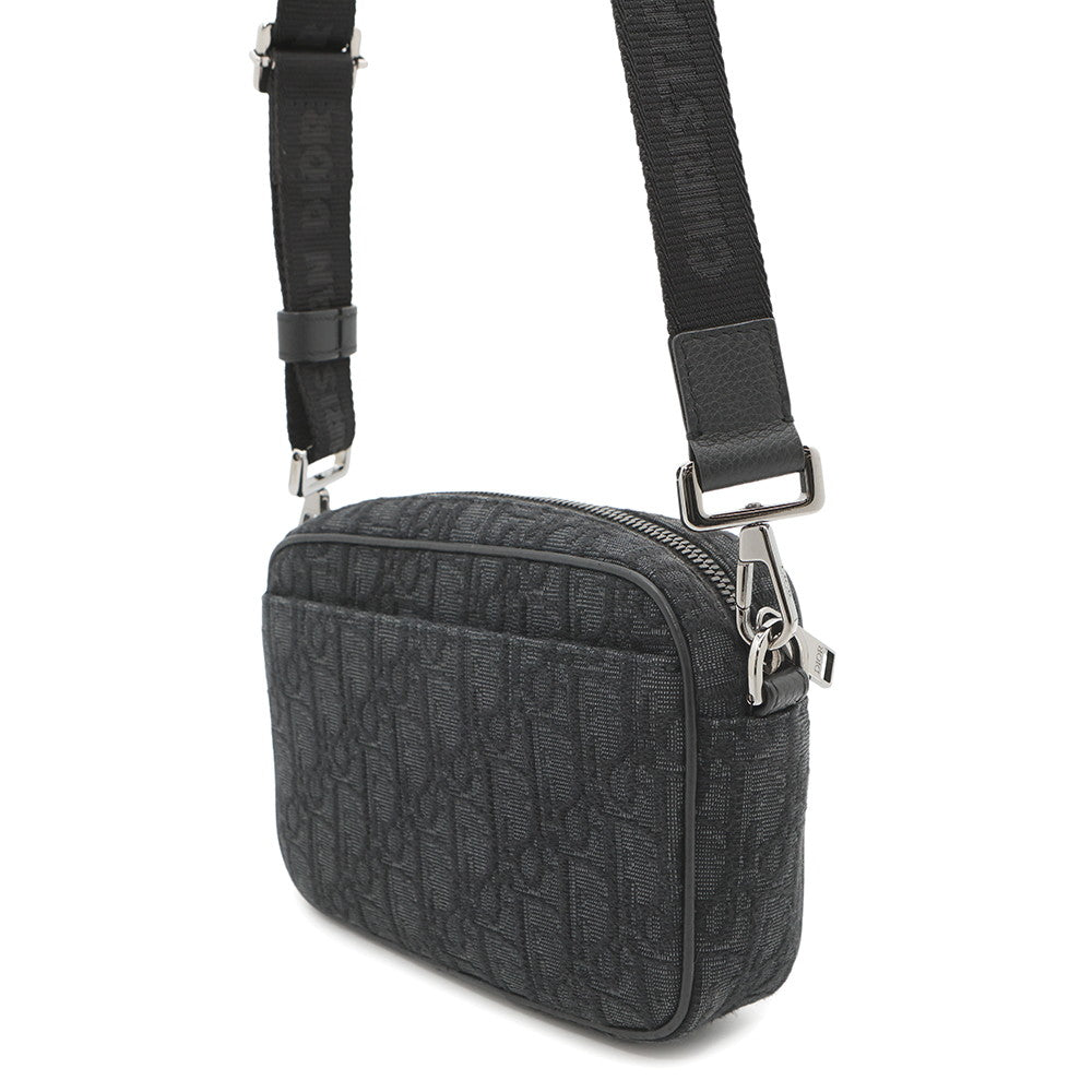 Dior Oblique Safari Shoulder Bag Esws Yky Jacquard Leather Black