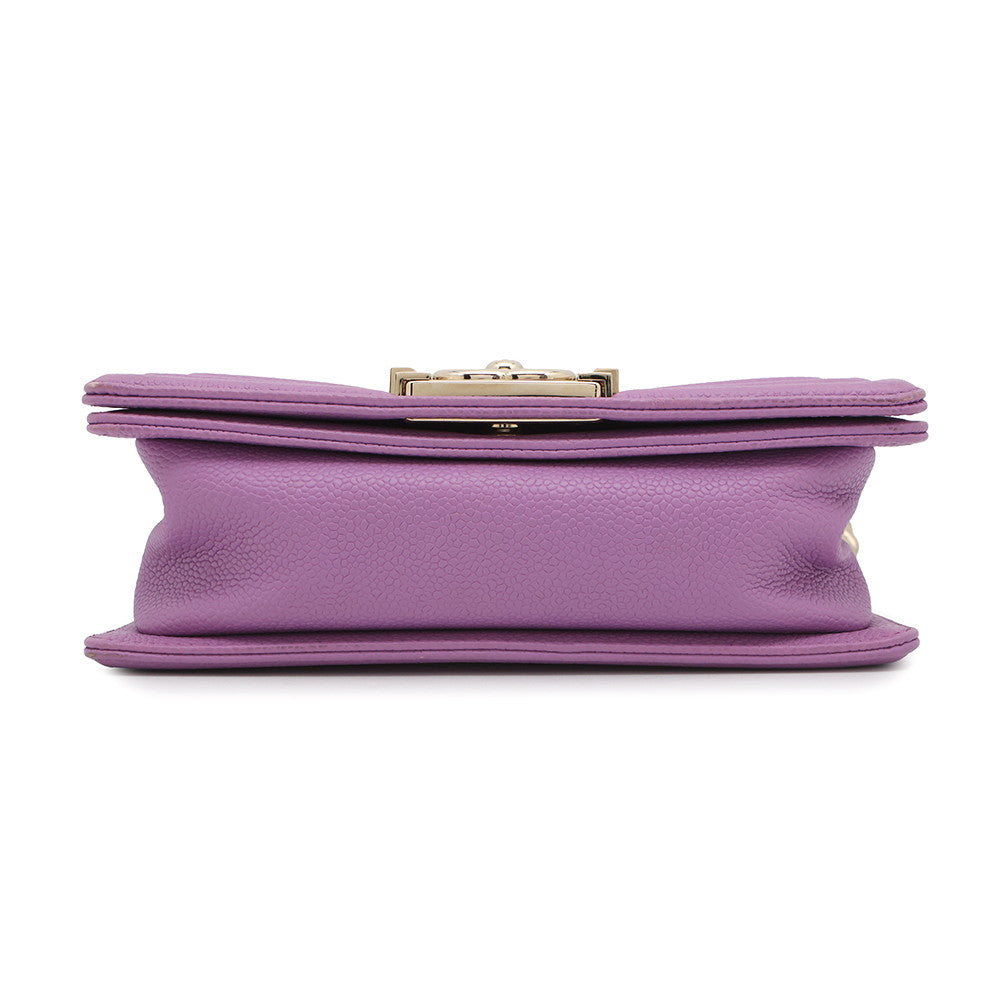 Chanel Matelasse Boy PurpleA67085 Caviar Small Leather Shoulder Bag