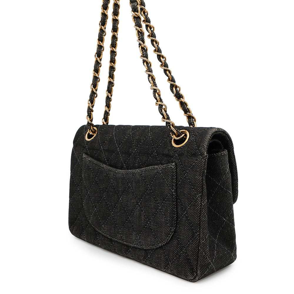 Chanel Matelasse W flap WChainShoulder BlackA01113 Denim Shoulder Bag