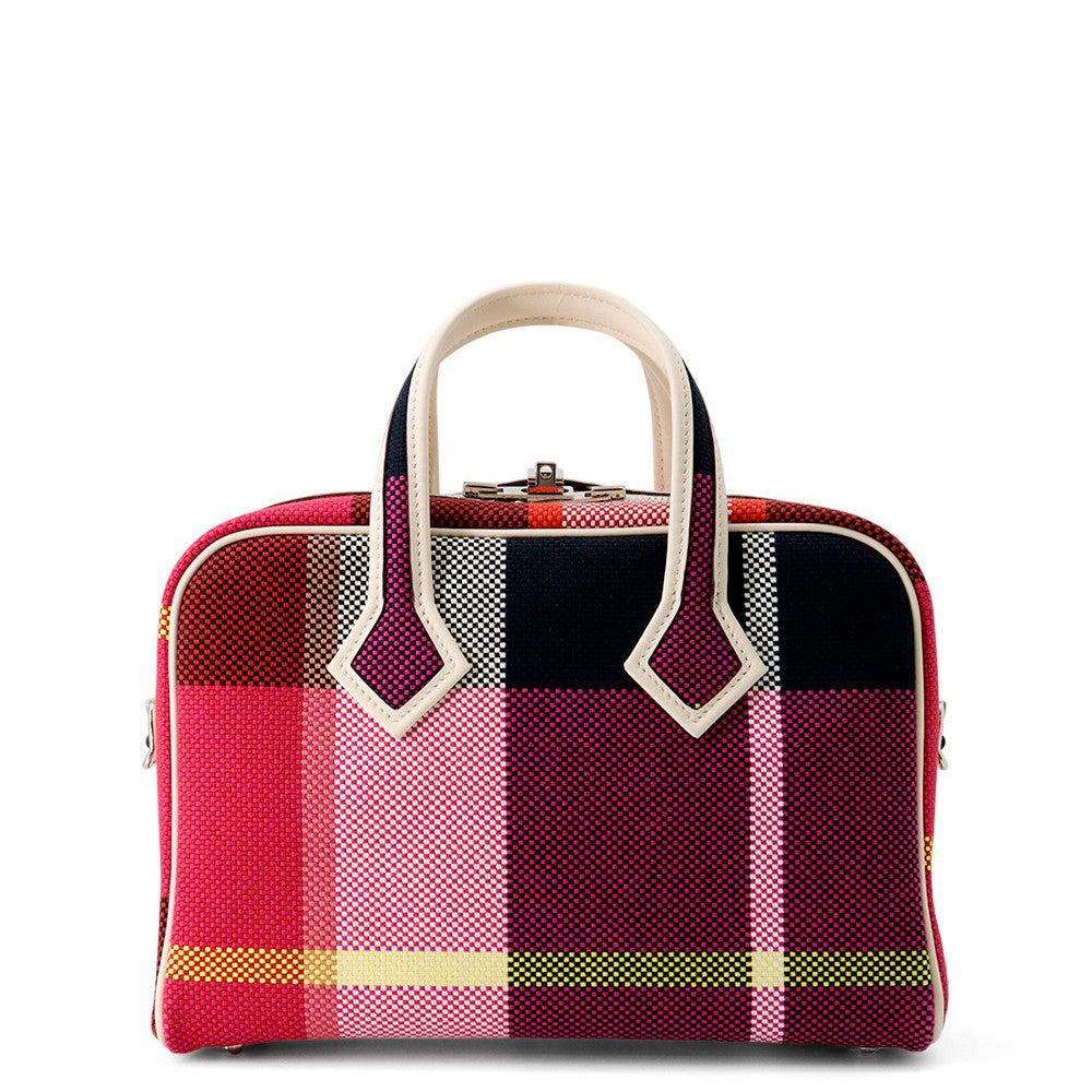 Victoria Fool Toe Marine Ecru Framboise Toile Leather Black Travel Bag