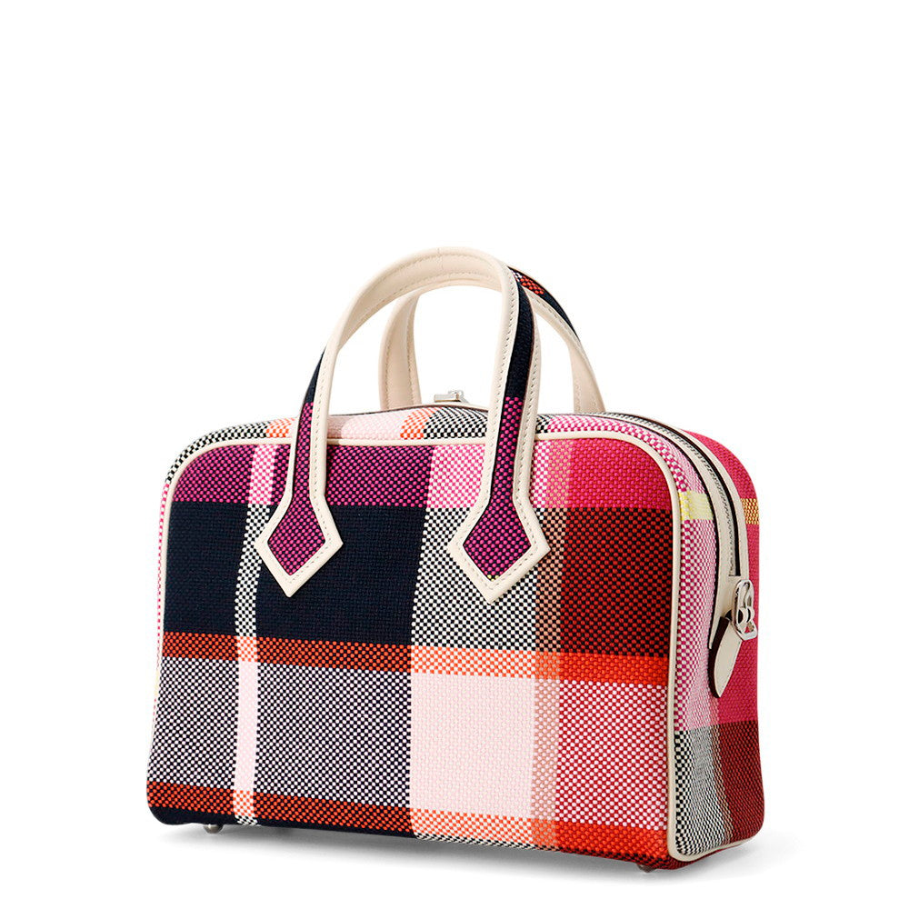 Victoria Fool Toe Marine Ecru Framboise Toile Leather Black Travel Bag