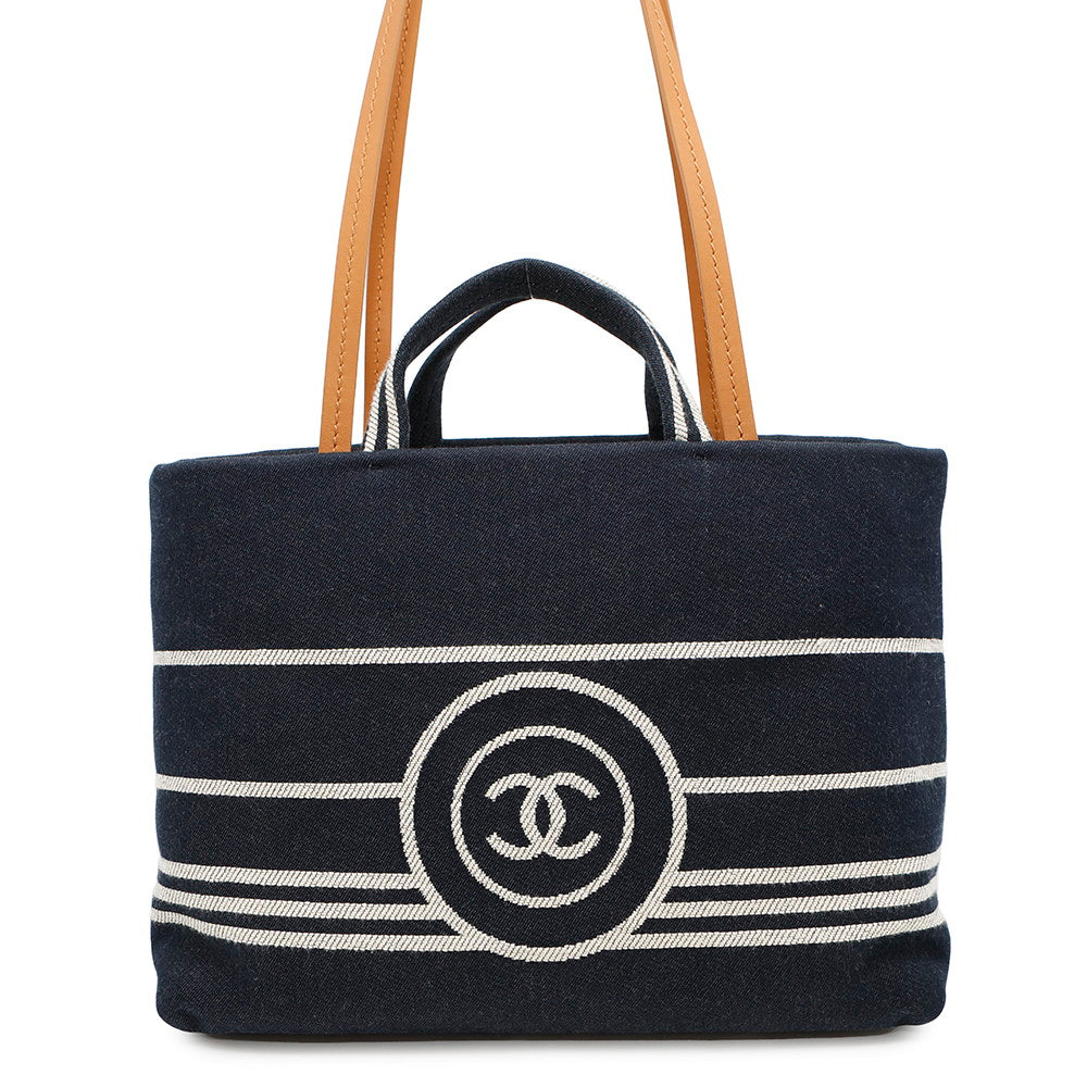 Chanel CC Logo 2WAY Shopping Denim NavyA92240 Handbag