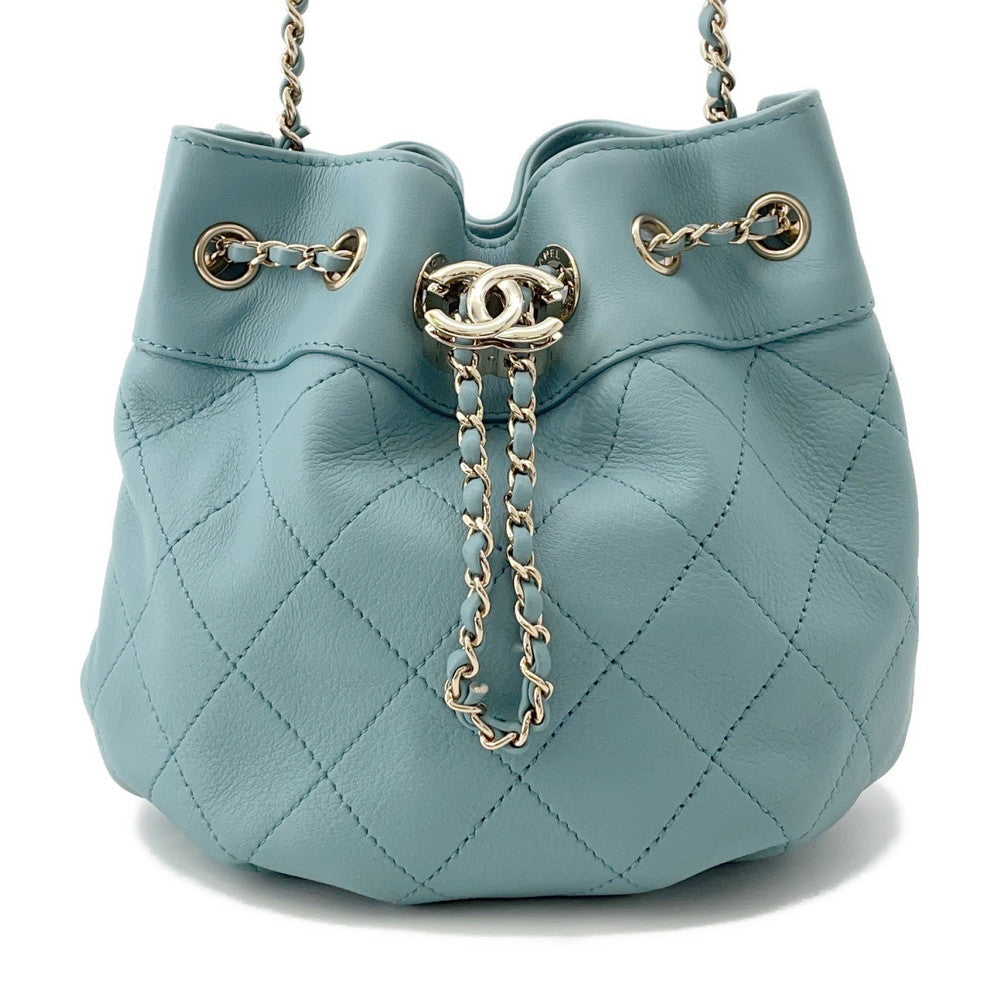 Chanel Matelasse Drawstring ChainShoulder PowderBlueAS1439 Lambskin Jewelry