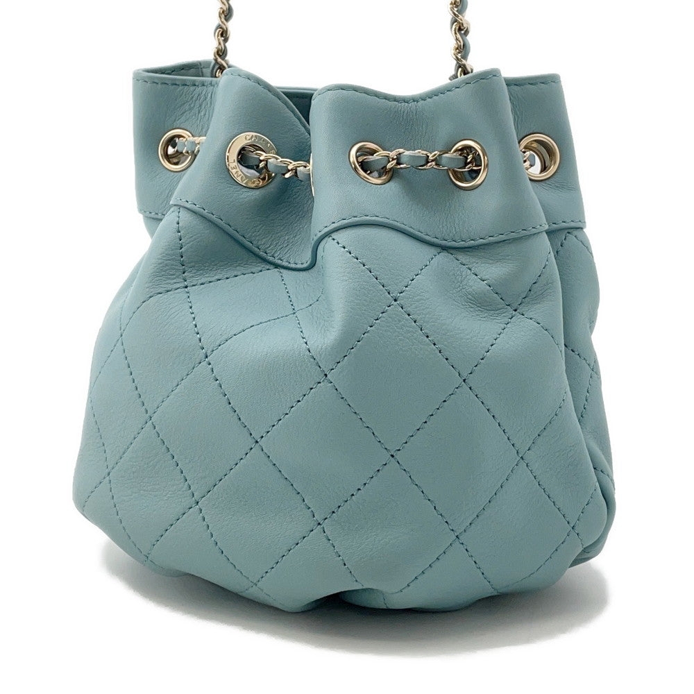 Chanel Matelasse Drawstring ChainShoulder PowderBlueAS1439 Lambskin Jewelry