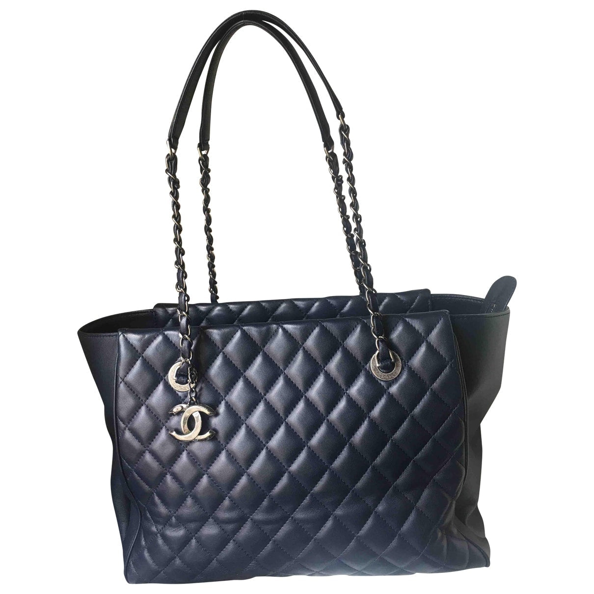 Chanel navy leather handbag