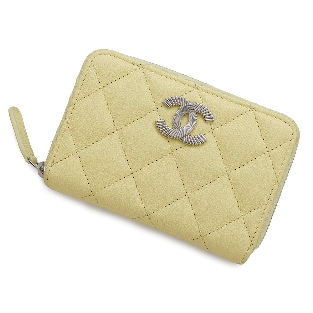 Chanel Matelasse Coin purse YellowAP4332 Caviar Leather Wallet Case