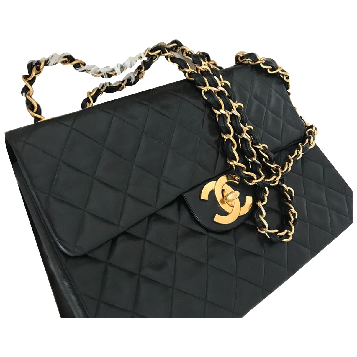 Chanel timeless/classique black leather handbag
