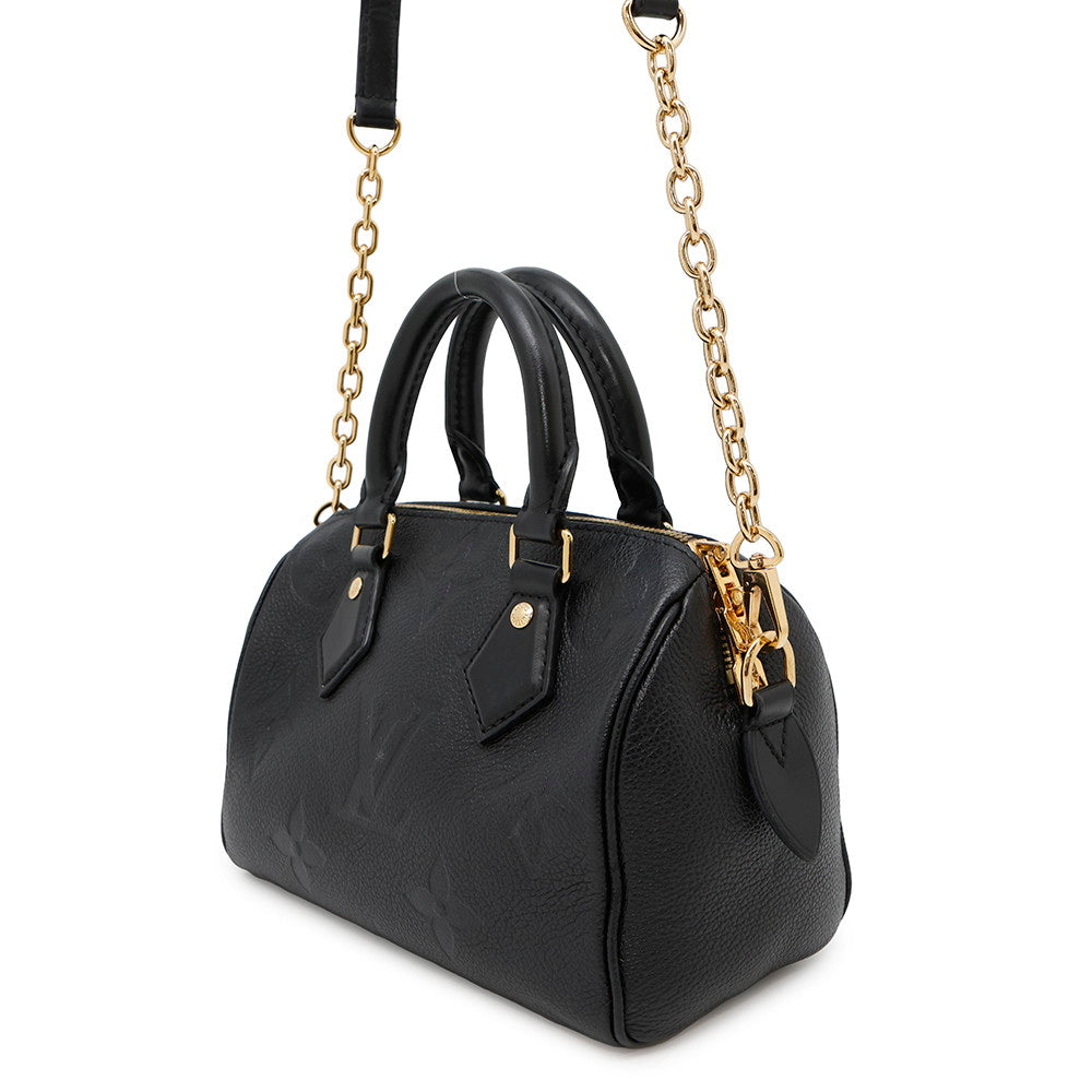 Louis Vuitton Speedy Bandouliere NoirM58953 Giant Monogram Leather Empreinte Handbag