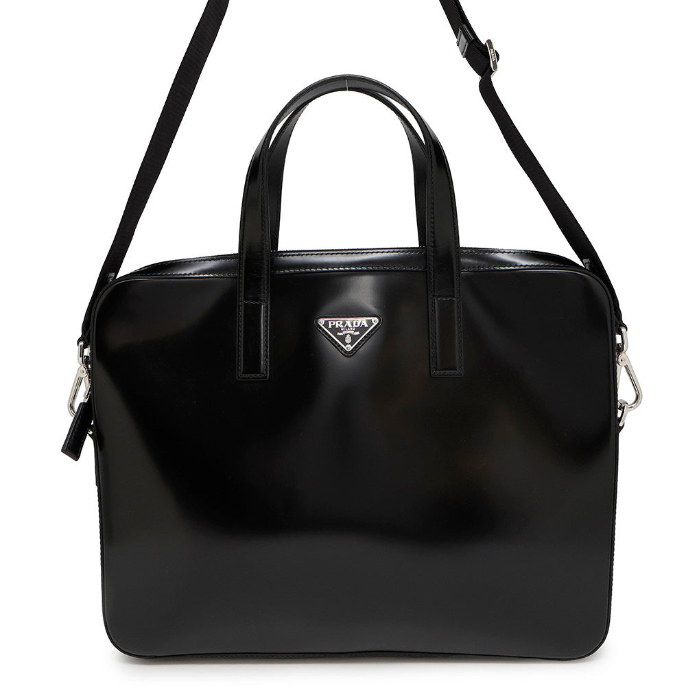 Prada ? business bag Black2VE368 BrushedLeather Handbag
