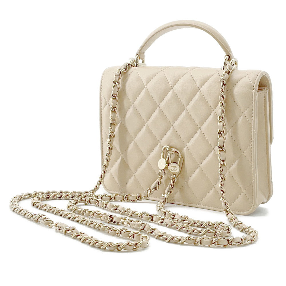 Chanel Matelasse Top Handle Backpack Lambskin Beige