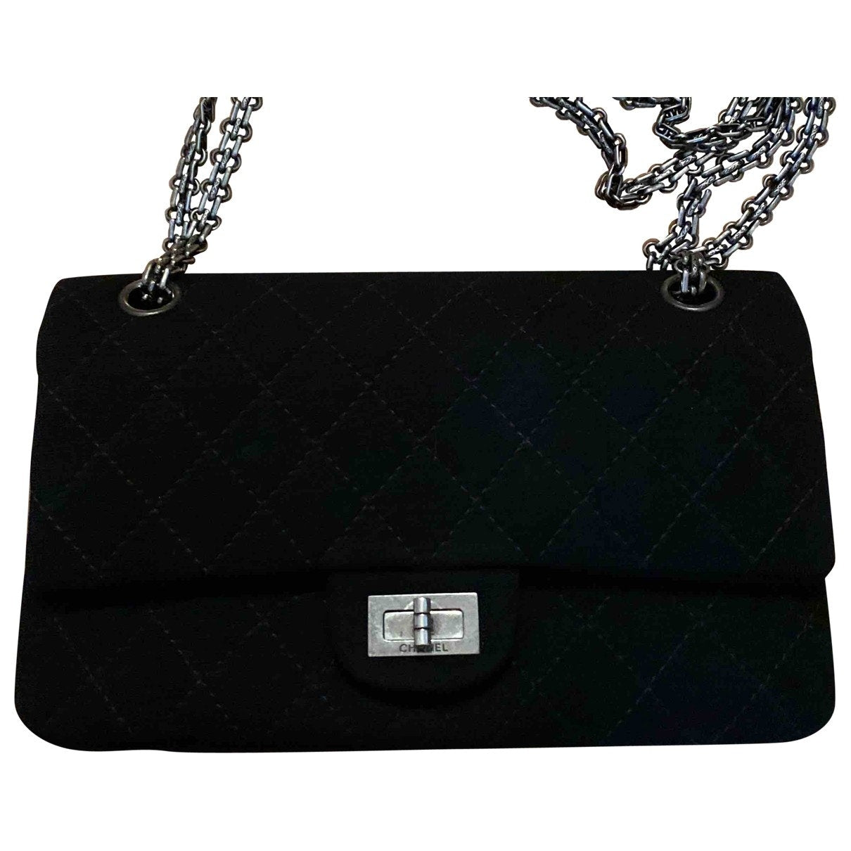 Chanel 2.55 Black Cloth Handbag
