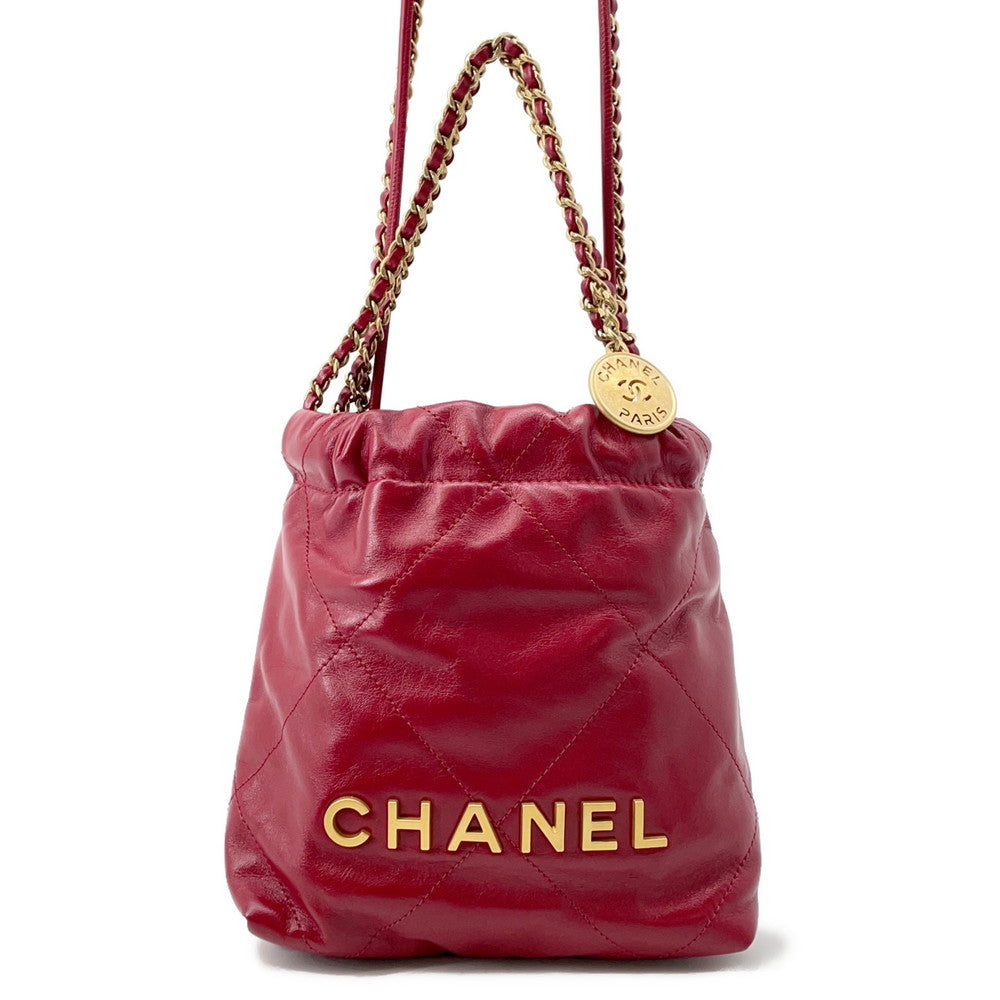 Chanel CHANEL22 ChainShoulder RedAS3980 Calf Leather Shoulder Bag