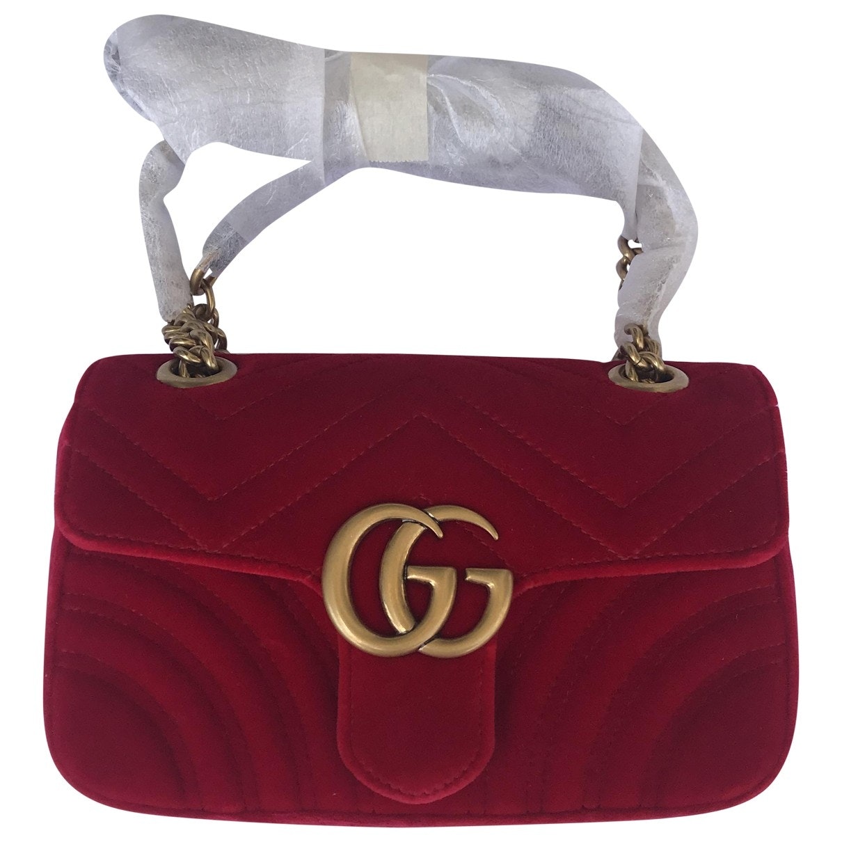 Gucci marmont red velvet handbag