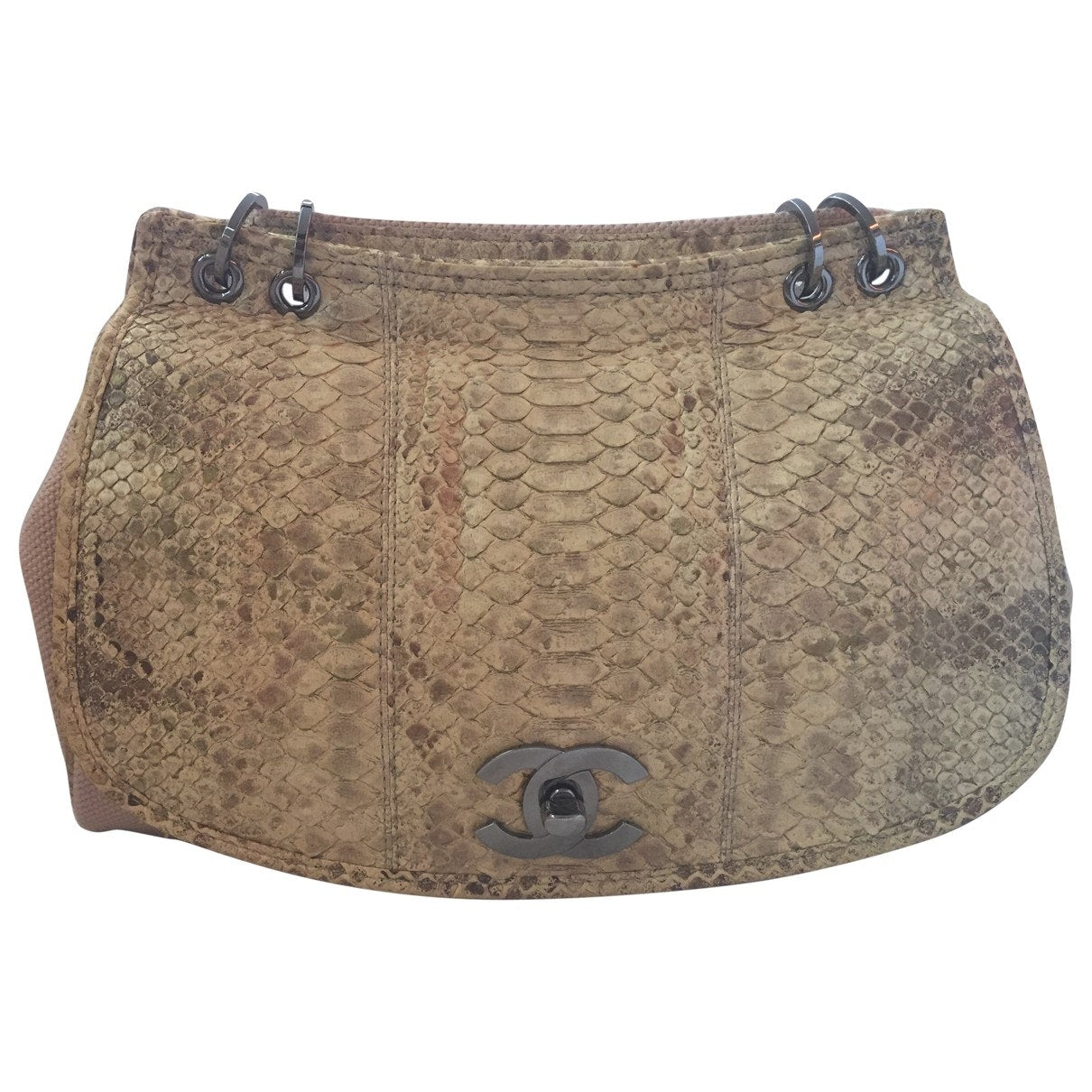 Chanel Beige Python Handbag