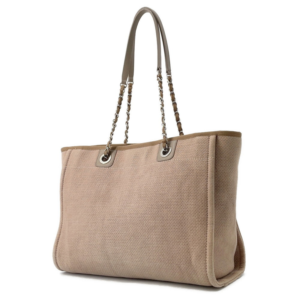 Chanel Deauville ChainTote BeigeA67001 MM Canvas Leather Tote Bag