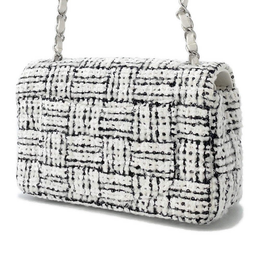 Chanel Matelasse ChainShoulder BlackA69900 Tweed Sequins White Leather Shoulder Bag