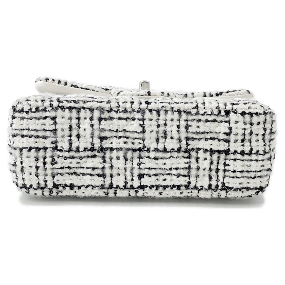 Chanel Matelasse ChainShoulder BlackA69900 Tweed Sequins White Leather Shoulder Bag