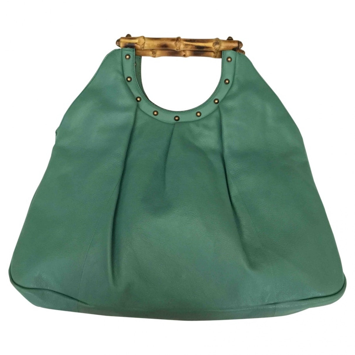 Gucci bamboo turquoise leather handbag