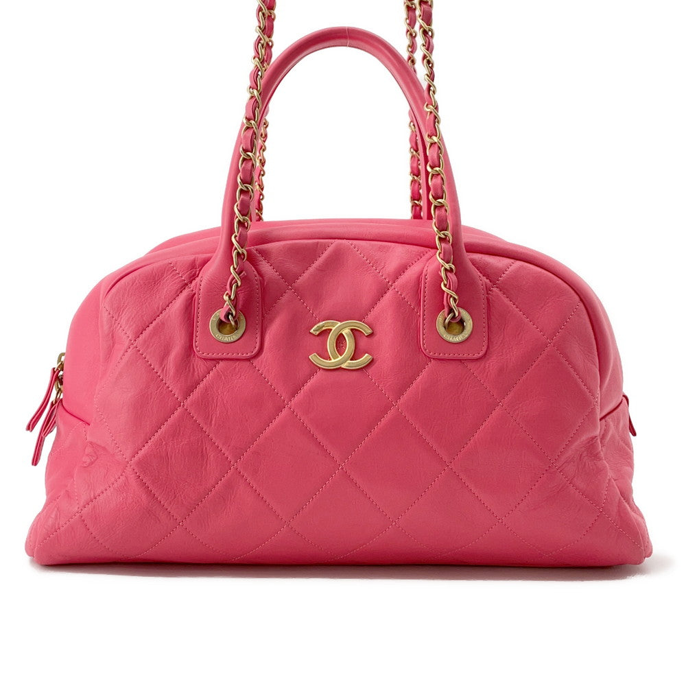 Chanel Matelasse Bowling PinkAS2223 Calf Leather Handbag