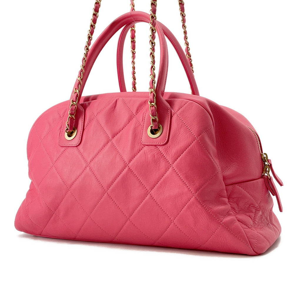 Chanel Matelasse Bowling PinkAS2223 Calf Leather Handbag