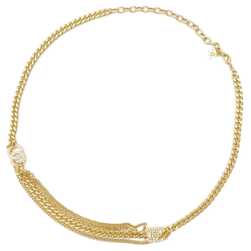 Chanel CC Logo Rhinestone ChainBelt Gold