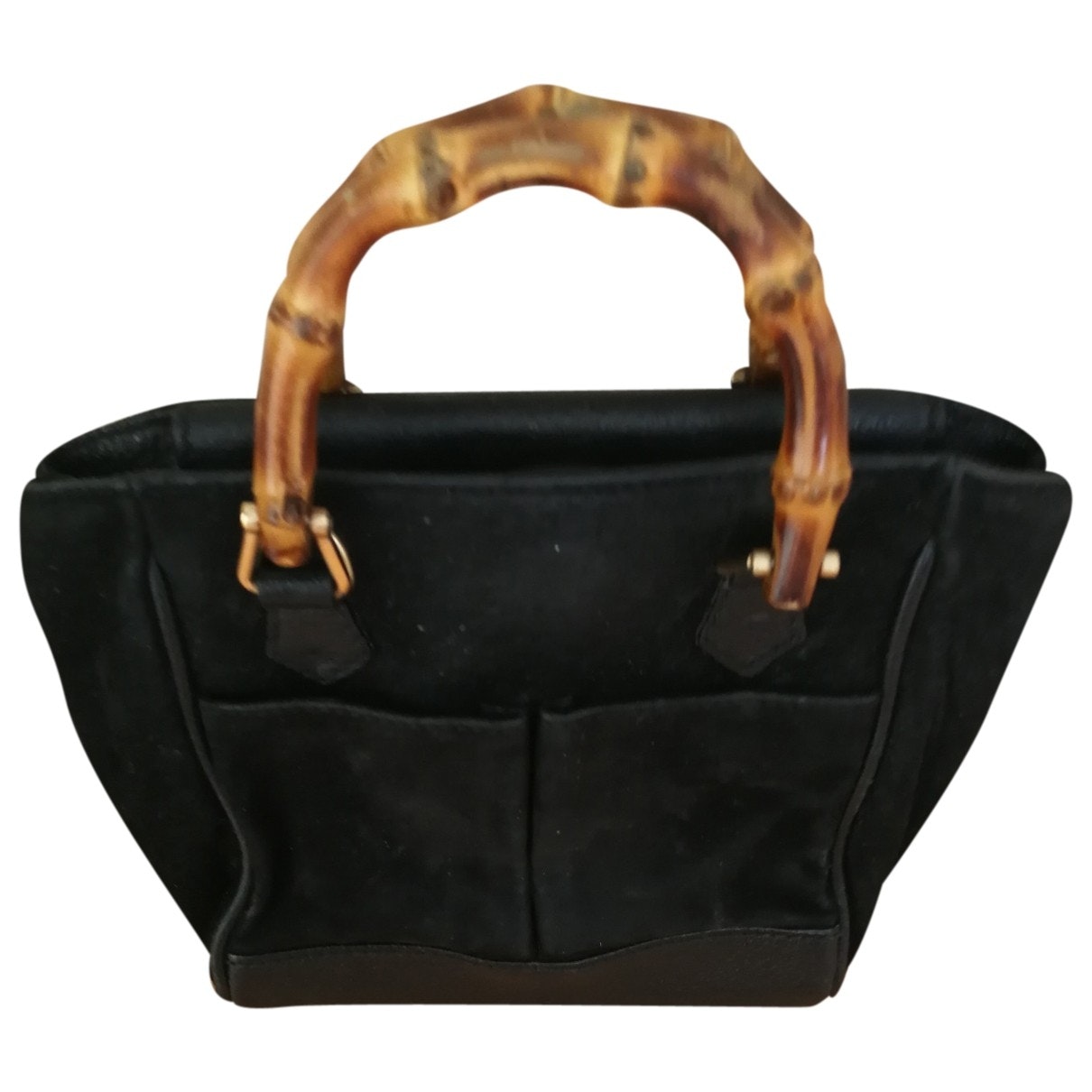 Gucci bamboo black suede handbag