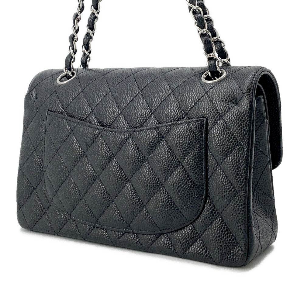 Chanel Matelasse W Flap ChainShoulder BlackA01113 Caviar Leather Shoulder Bag