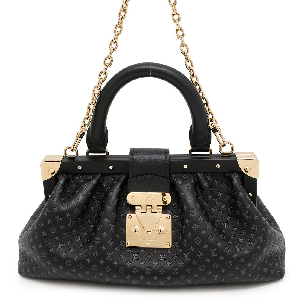 Louis Vuitton Nanogram BlackM22325 Nanogram Leather Calf Clutch Bag