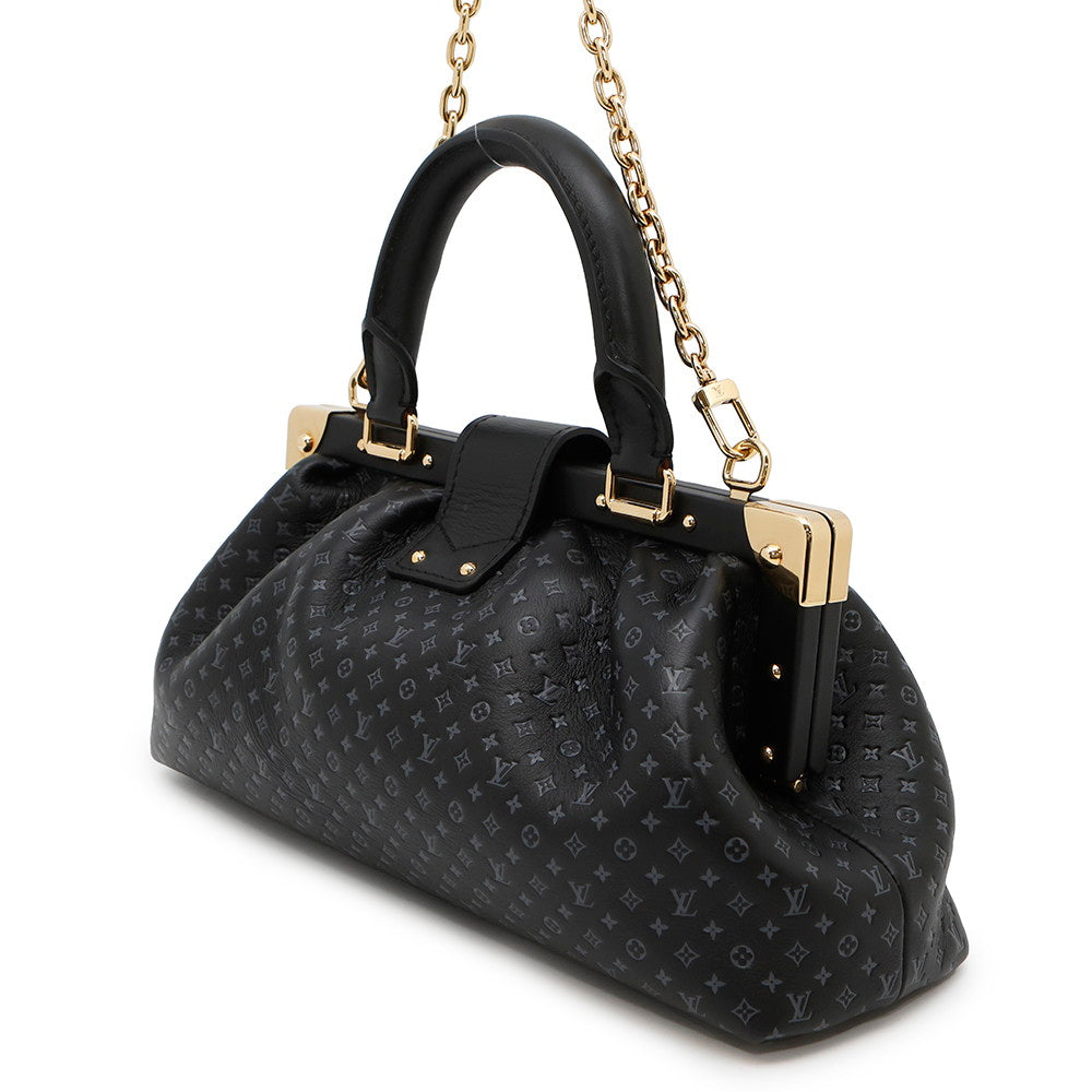 Louis Vuitton Nanogram BlackM22325 Nanogram Leather Calf Clutch Bag