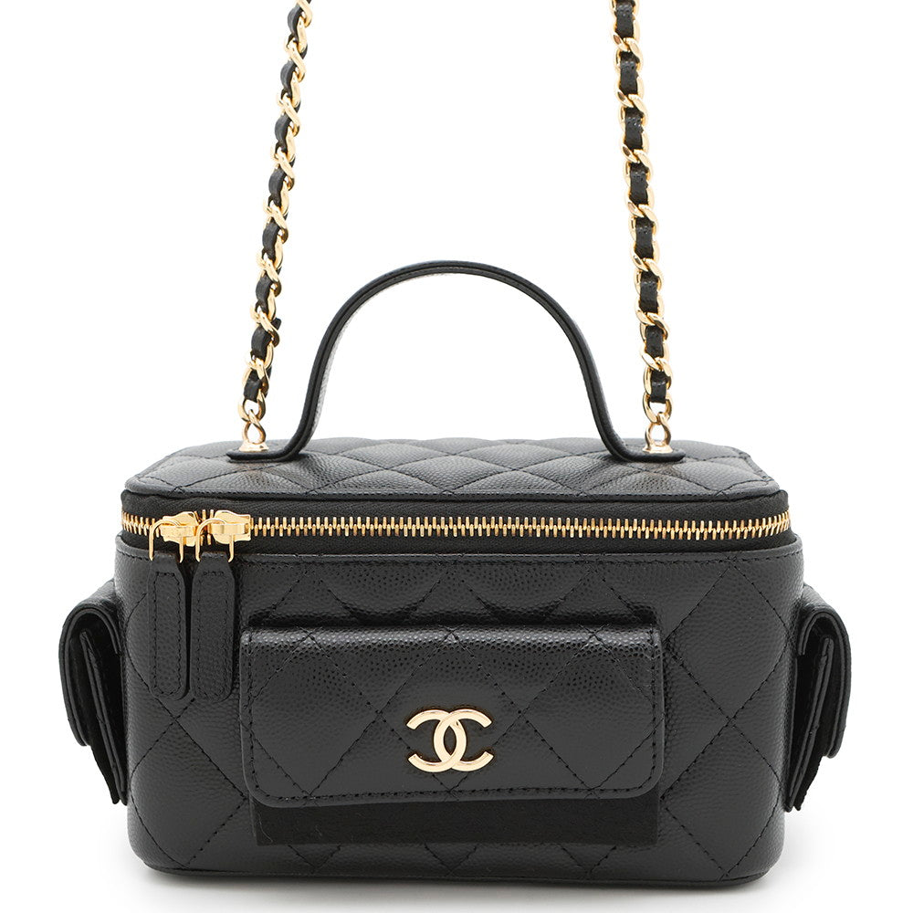 Chanel Matelasse vanity BlackAP3017 Caviar Leather Handbag