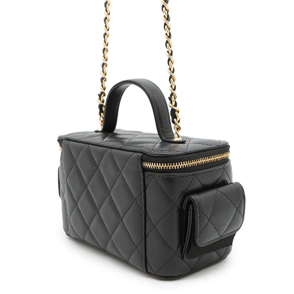 Chanel Matelasse vanity BlackAP3017 Caviar Leather Handbag