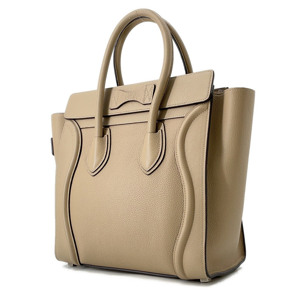 Luggage Shopper Size Micro Handbag Leather Beige Travel Bag