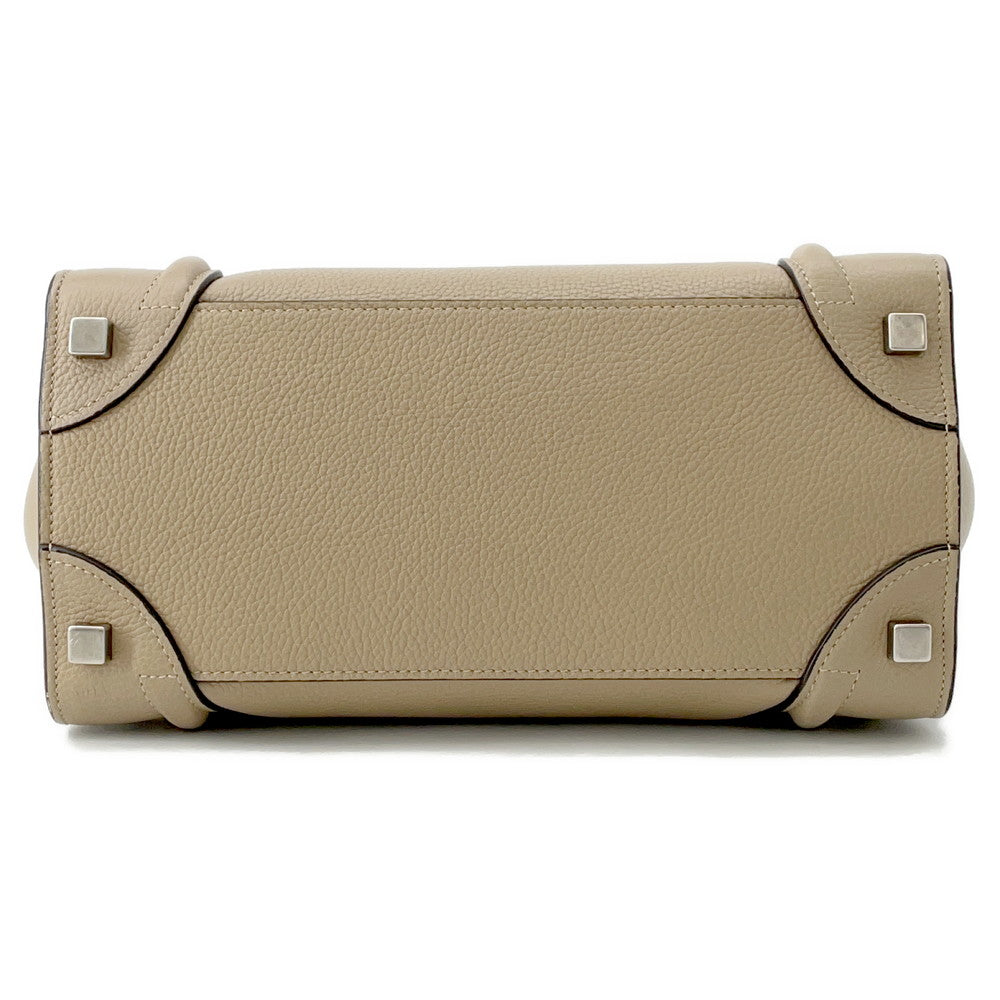 Luggage Shopper Size Micro Handbag Leather Beige Travel Bag