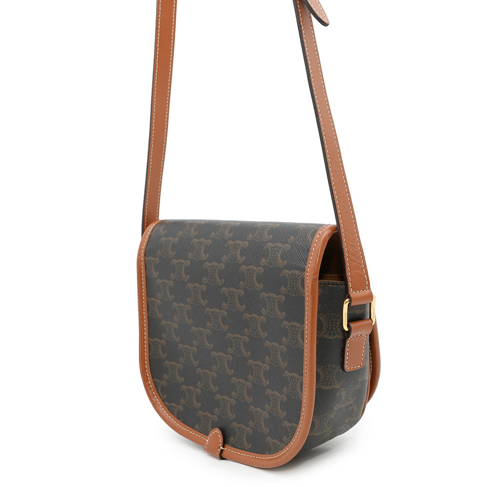 Triomphe Folco Shoulder Pvc Size Handbag Leather Brown Shoulder Bag