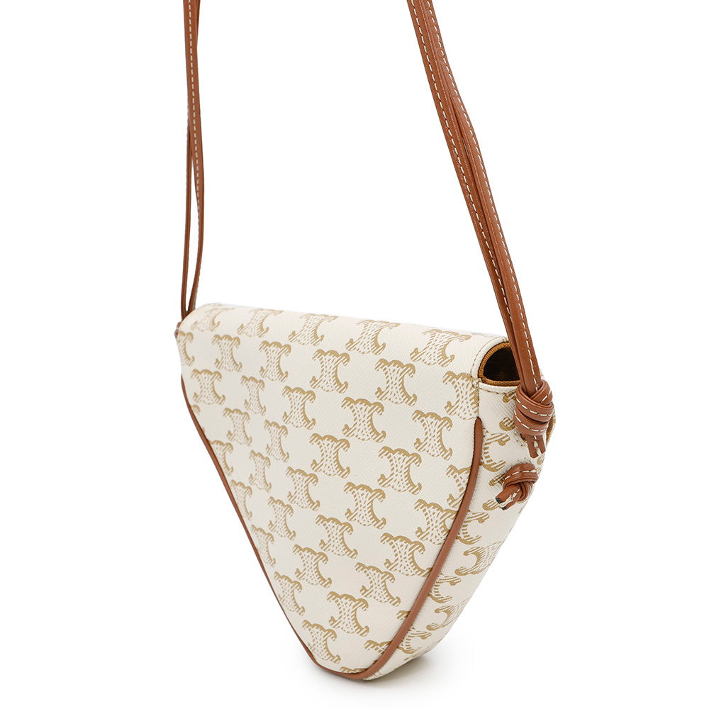 Triomphe Triangle Shoulder Pvc Size Mini Handbag Leather White Shoulder Bag