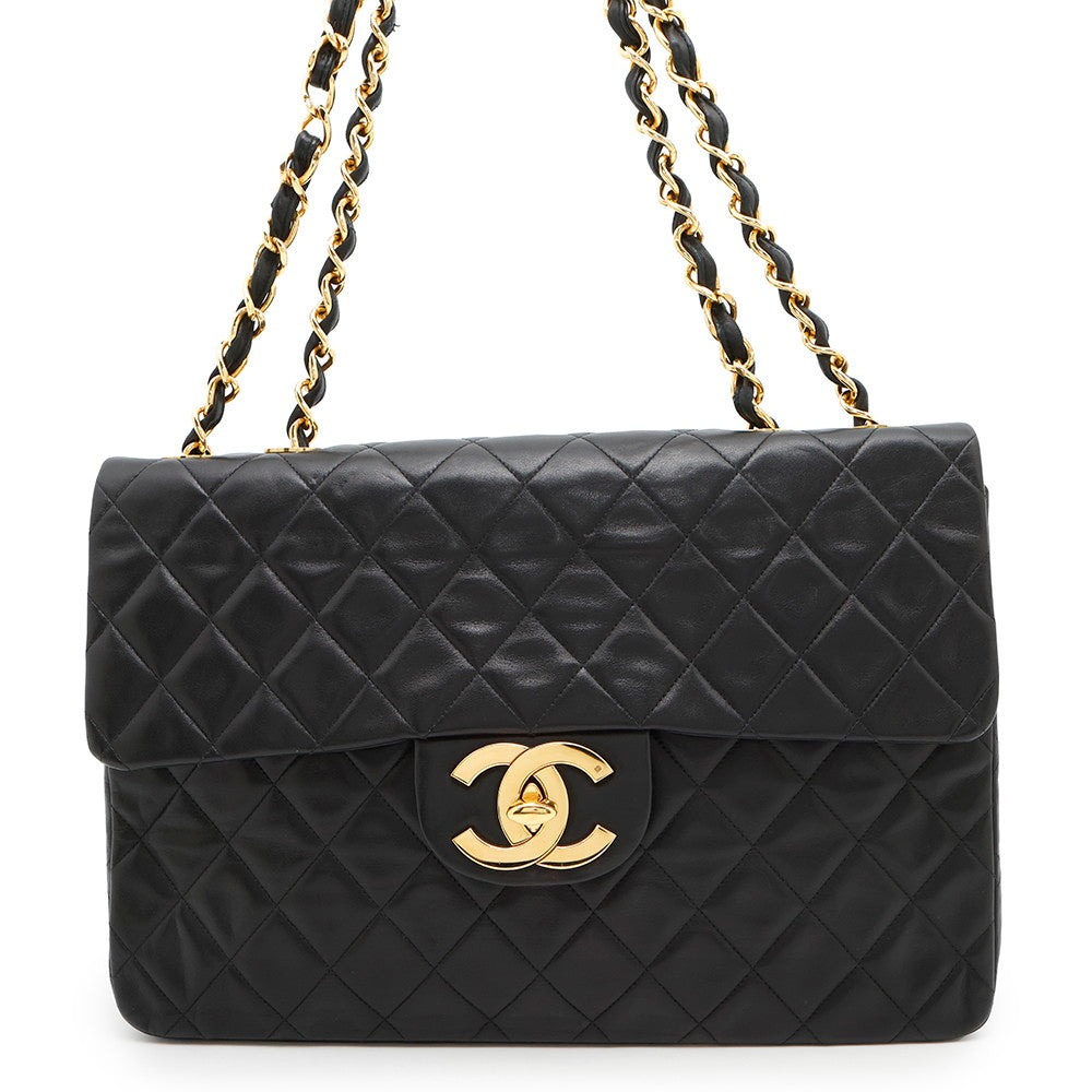 Chanel Jumbo Matelasse ChainShoulder BlackA01094 Lambskin Shoulder Bag