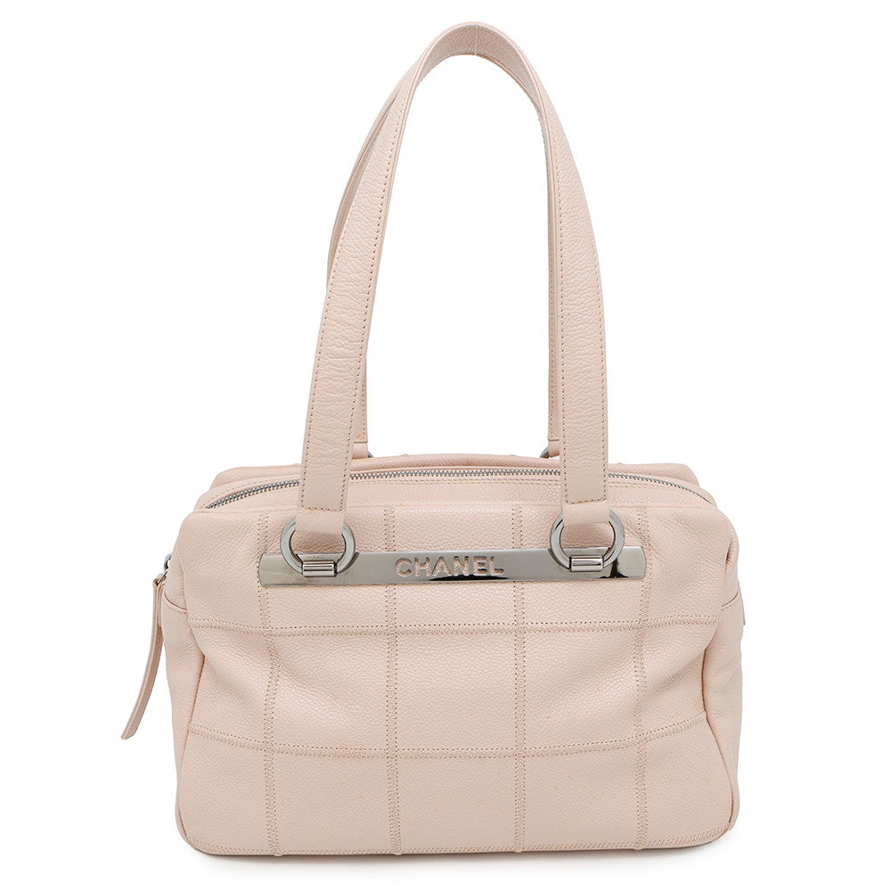 Chanel Chocolate Bar Pink Leather Tote Bag