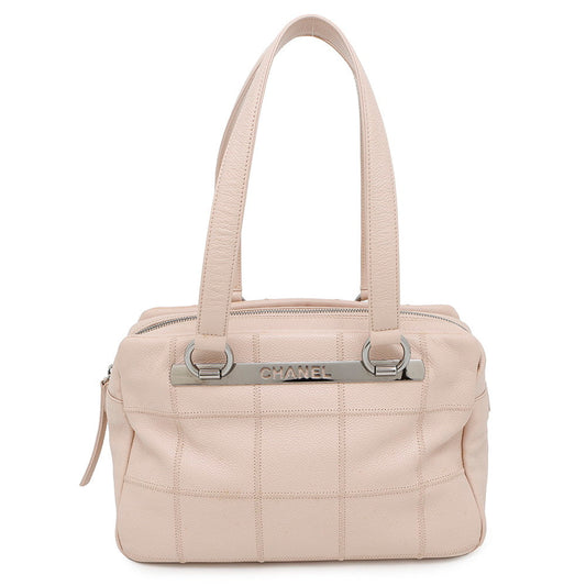 Chanel Chocolate Bar Pink Leather Tote Bag