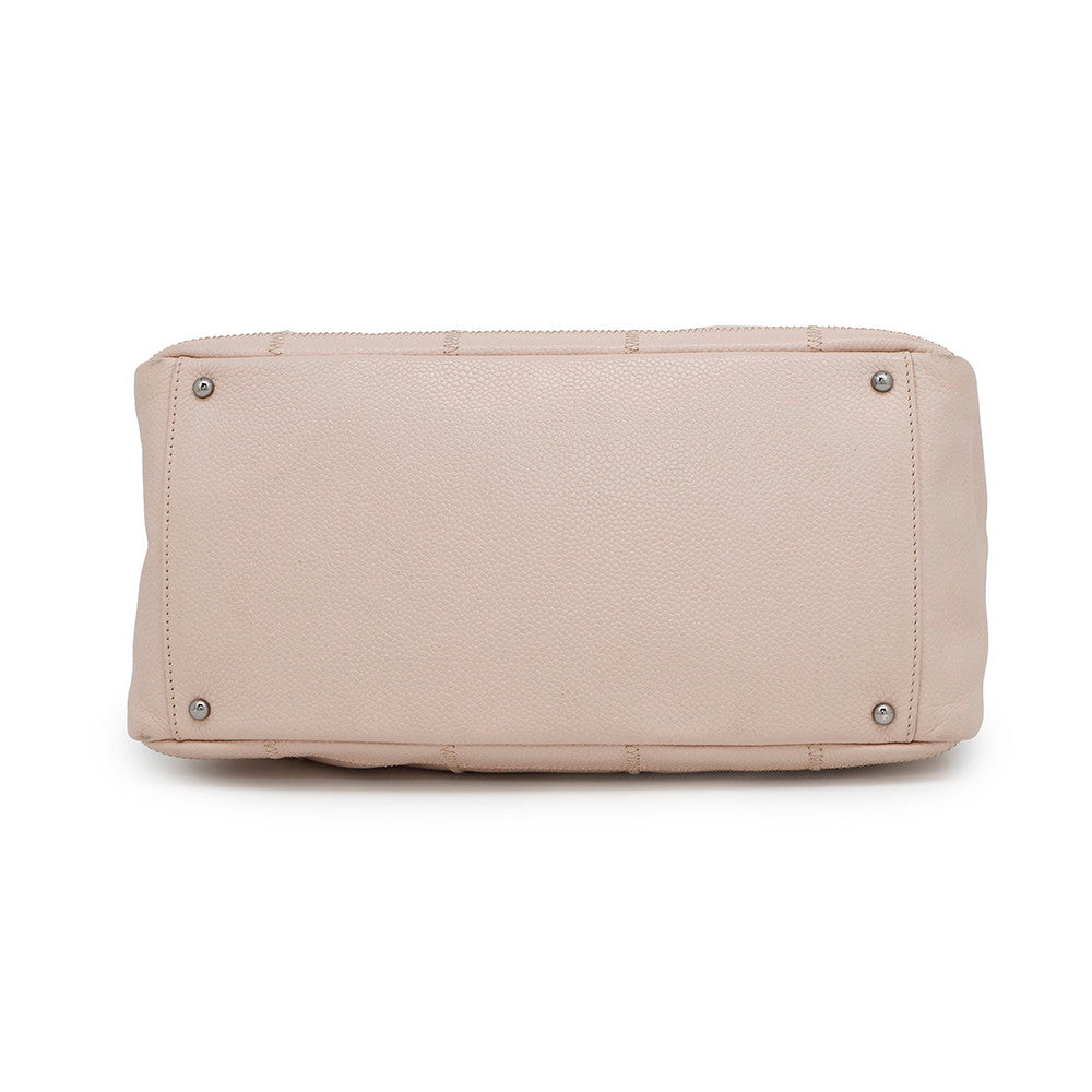 Chanel Chocolate Bar Pink Leather Tote Bag