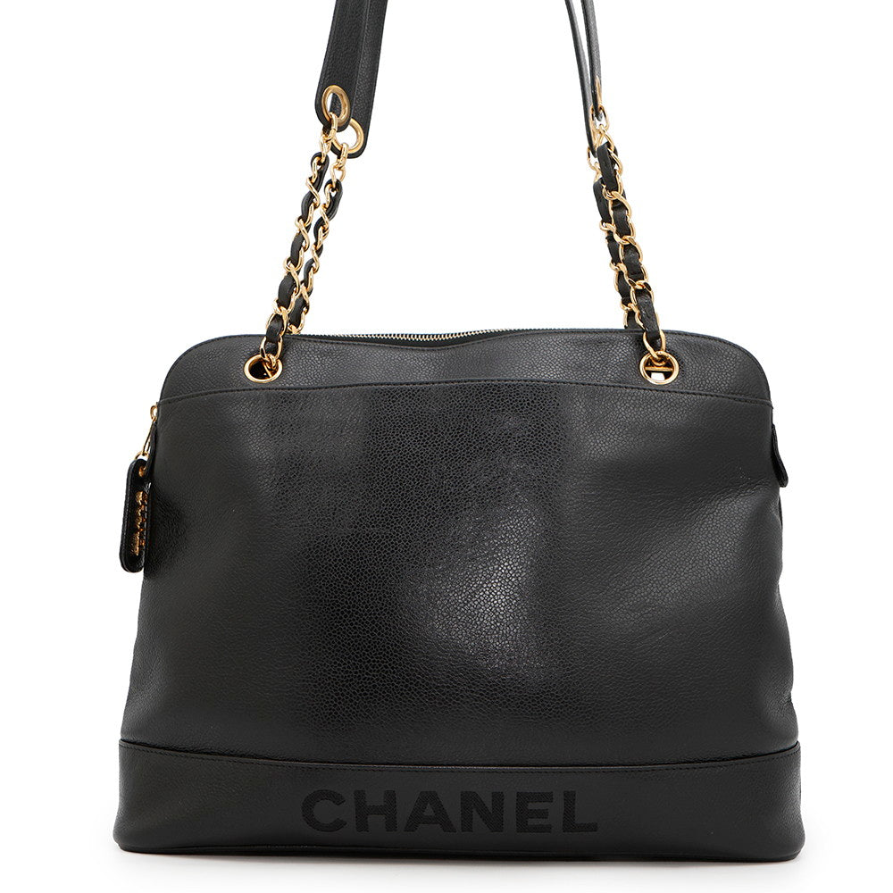 Chanel Logo ChainShoulder BlackA07265 Caviar Leather Shoulder Bag